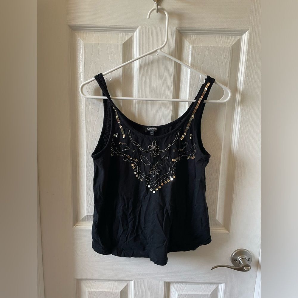 Black Tank Top Express size small beaded